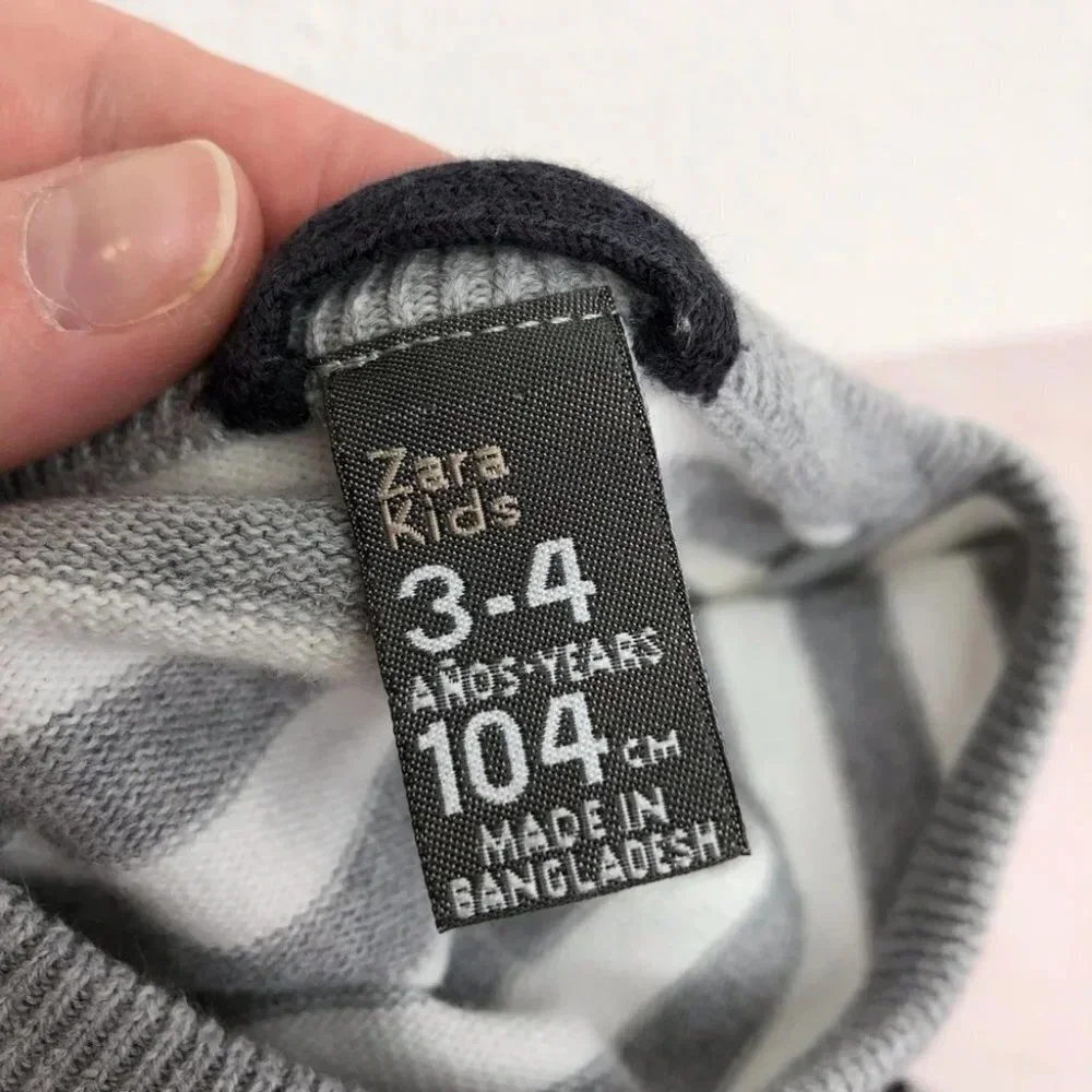 Zara Kids sweater gray stripe with t-shirt hem 3-4 years‎